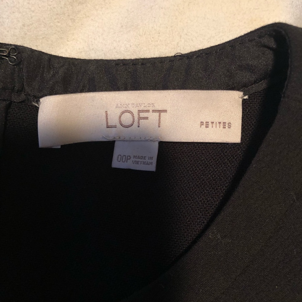 Loft black mini dress. Size 00 petite. Gently worn.  Structured fit.